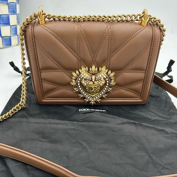 Women's Dolce & Gabbana devotion, quilted Napa, leather shoulder bag made Italy - Picture 1 of 13